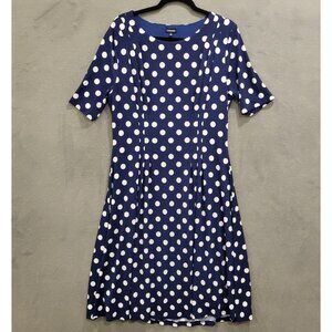 J. Peterman Polka Dot Midi Dress Women's Size 14 Classic Flowy Casual Office